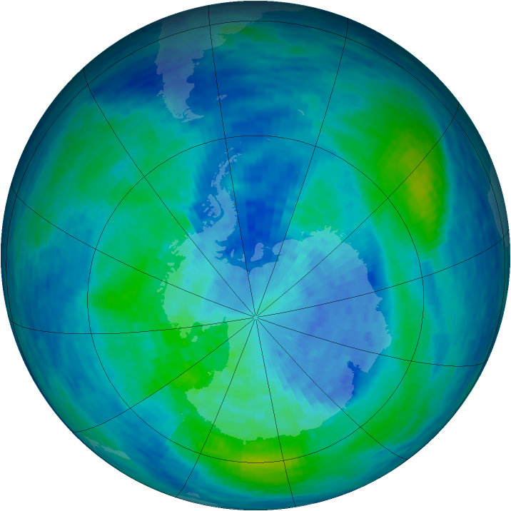 Antarctic ozone map for 21 March 1994